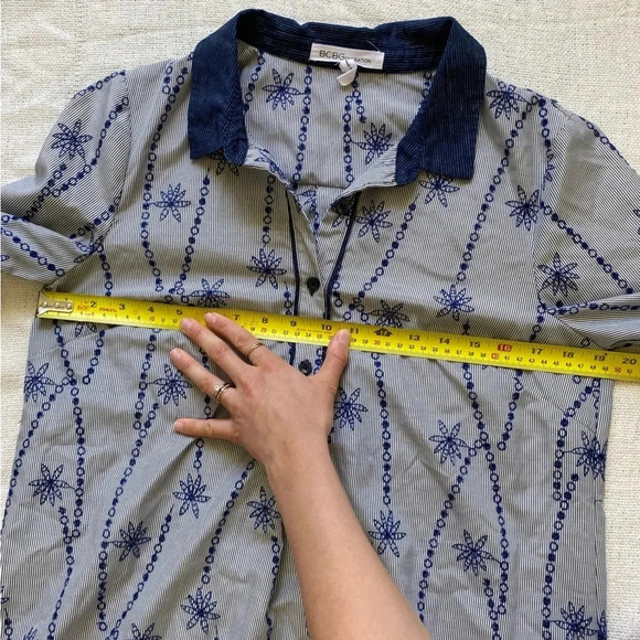 BCBGeneration Floral Striped Long  Sleeve Coastal Shift Dress Blue Size M - Picture 10 of 14